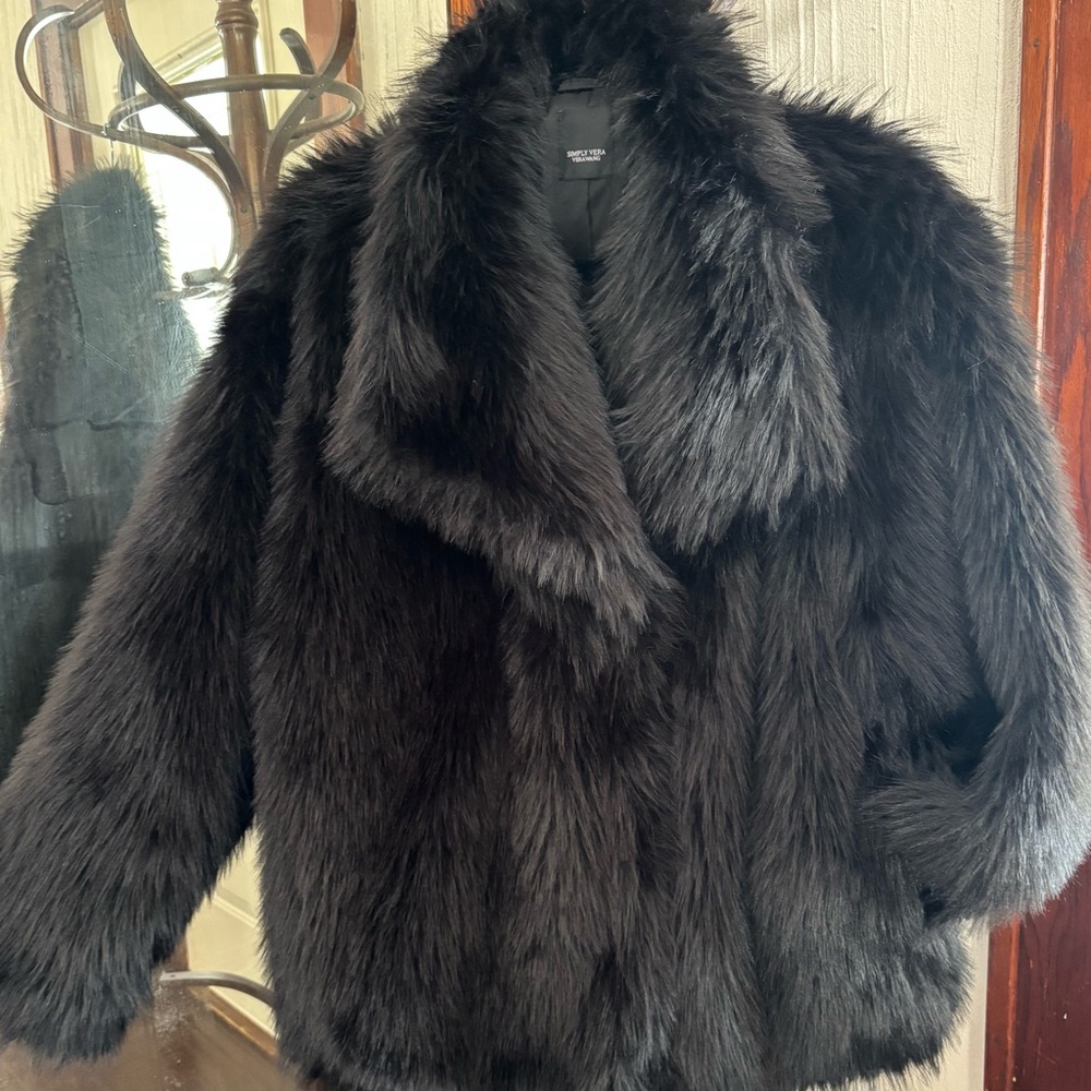 Simply Vera Black Faux Fur Coat women’s size XXL